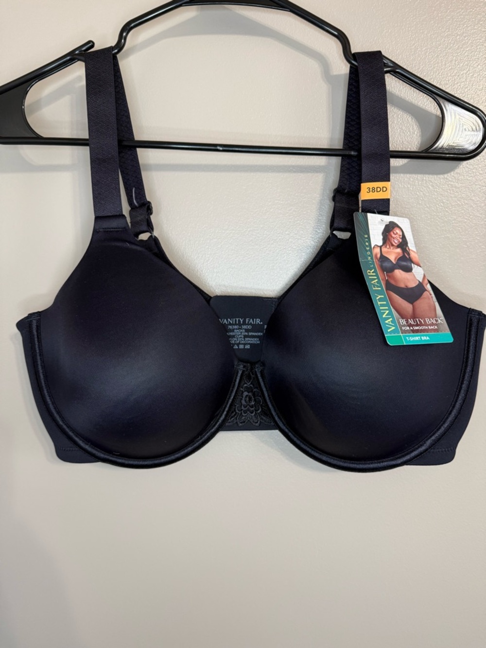 Vanity Fair Black T-Shirt Bra with Smooth Molded‎ Cups - 38DD